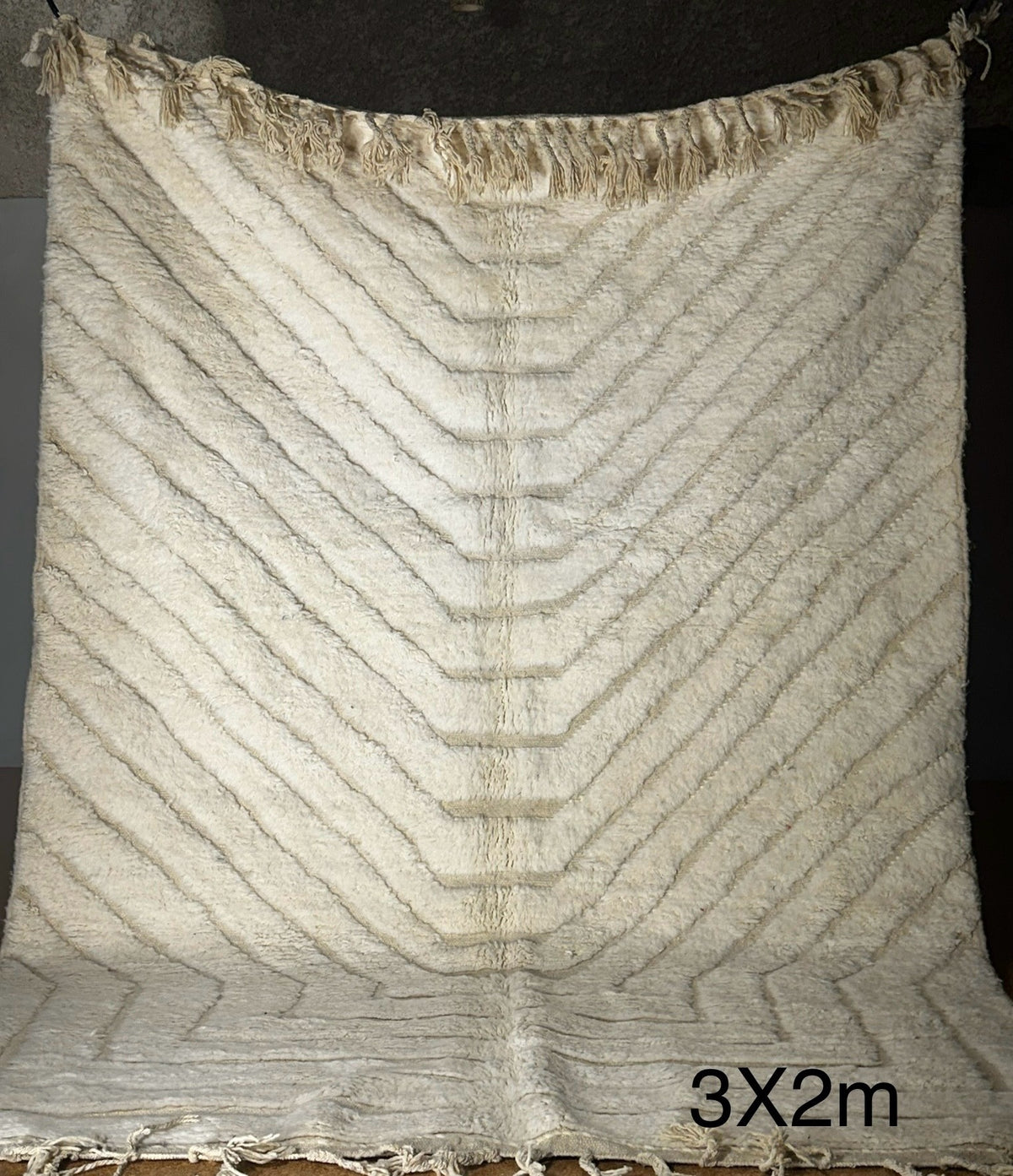 Authentic Beni Ourain Rug – Ivory White | 3x2m