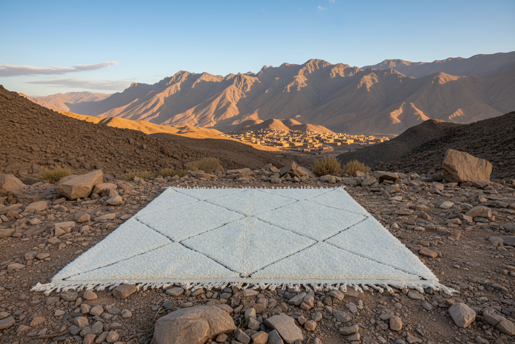 Tapis Beni Ourain dans les montagnes de l'Atlas