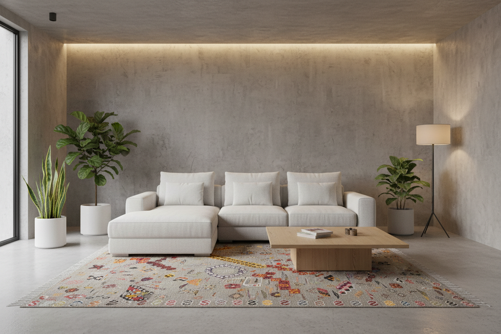 Tapis berbère dans un salon moderne
