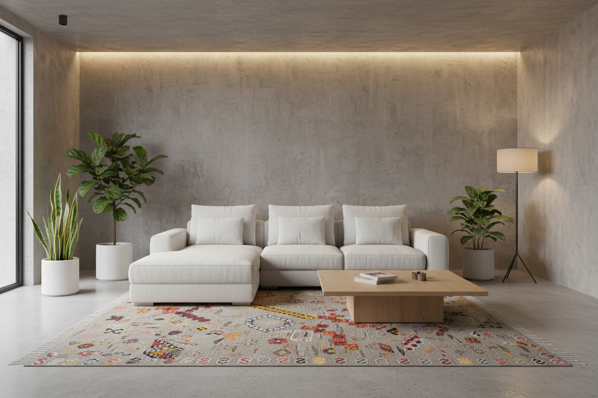 Tapis berbère dans un salon moderne