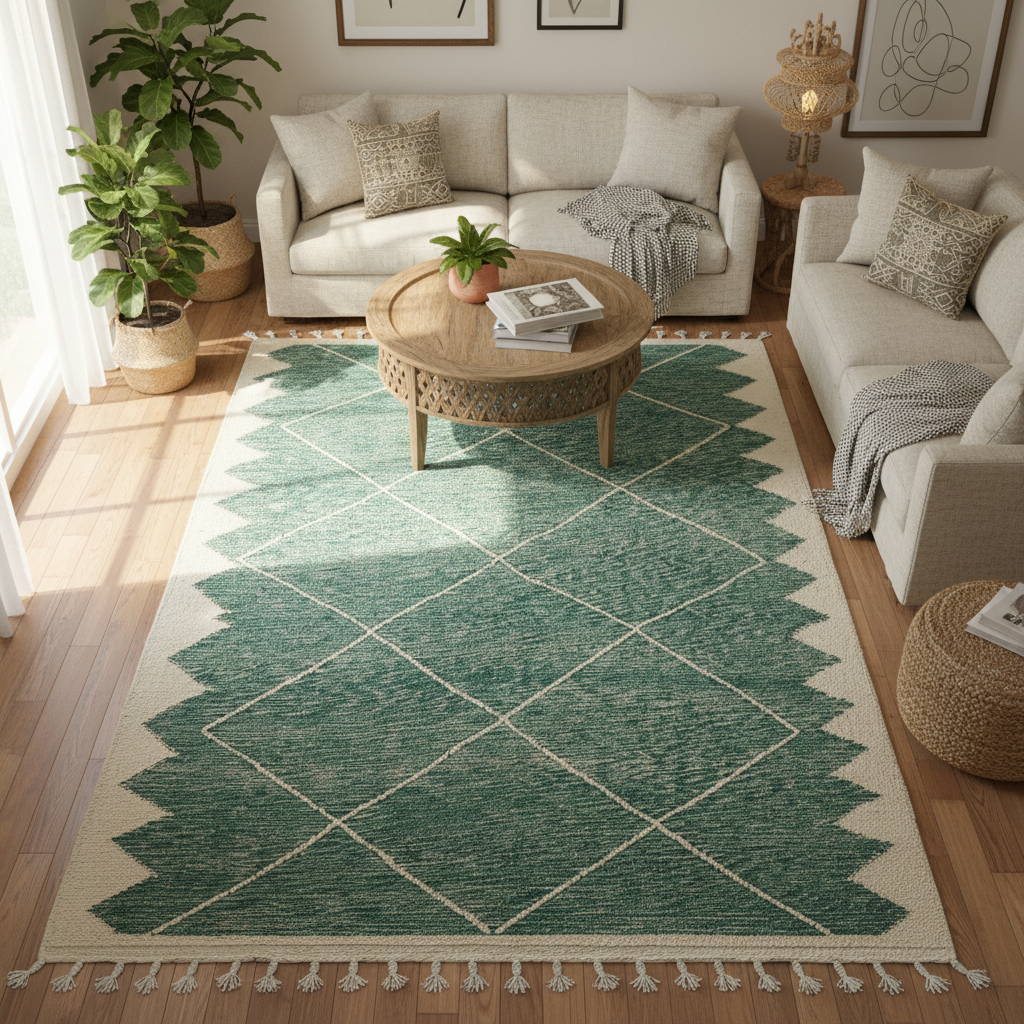 Tapis sur le sol vue du dessus